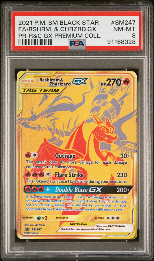 Charizard & Reshiram SM247 - PSA 8 -