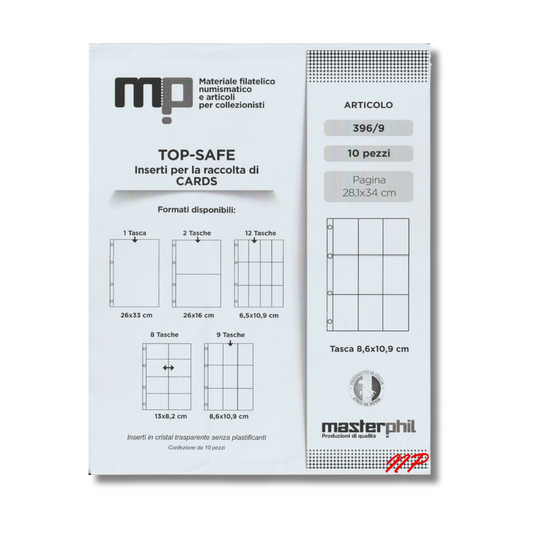 Masterphil - TOPBINDER Confezione 10 fogli a 9 tasche per Toploader