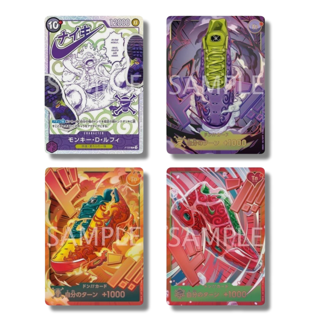 Luffy Nike (P-099) + 3 DON!! Nike - Set 4 Carte